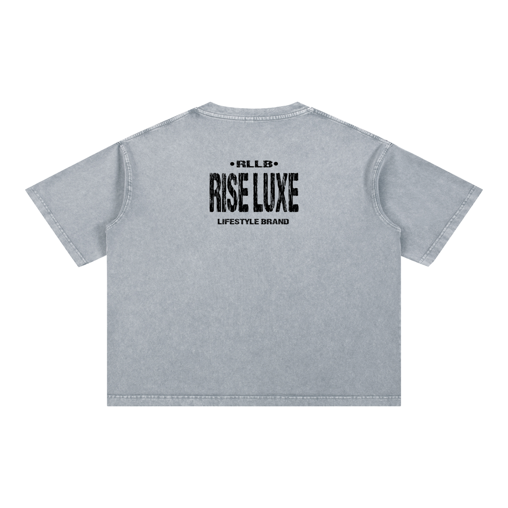 Rise Luxe From Smoke Fist Mineral Wash Boxy Cotton T-Shirt – Light Gray | S–2XL