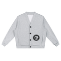 Rise Luxe Unisex Heavyweight Sweat Cardigan – Flower Gray Cotton Blend V-Neck, S–2XL
