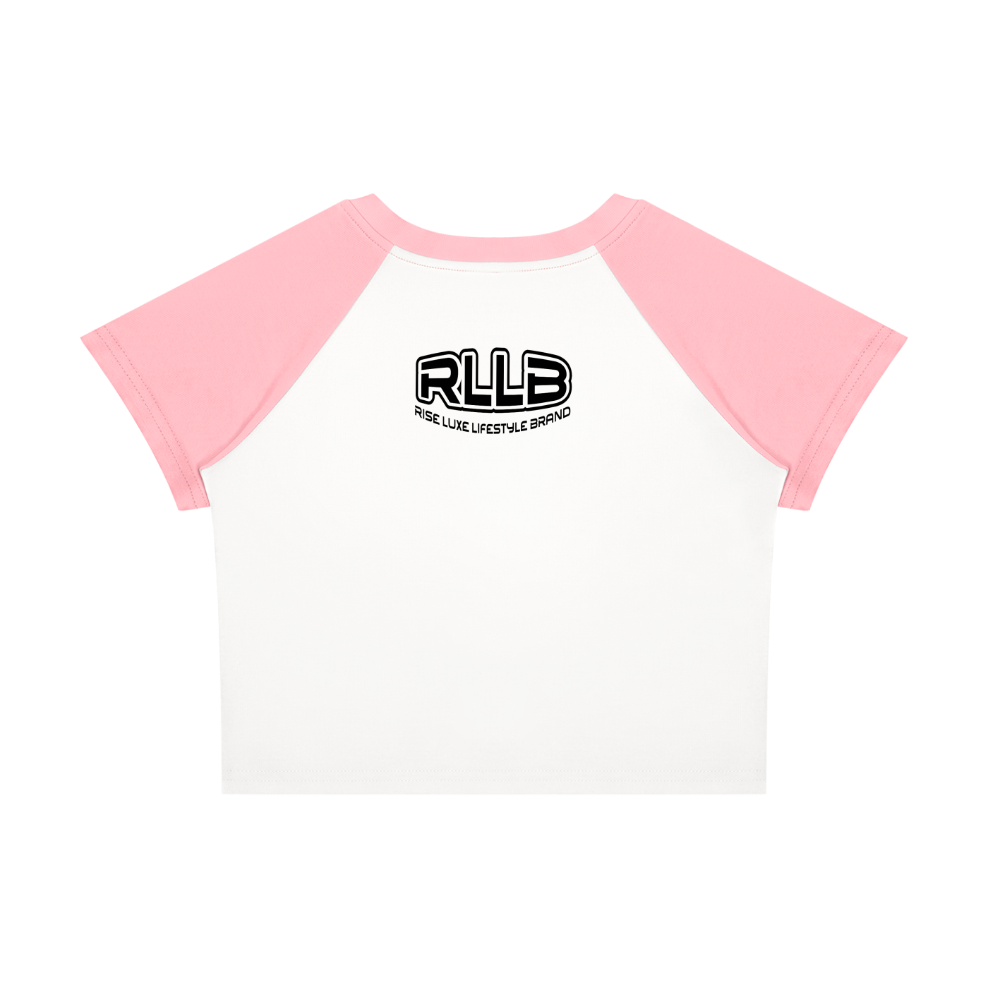 Rise Luxe Women's Color Block Raglan Crop T-Shirt – White & Pink Cotton Spandex, S–XL