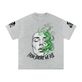 Rise Luxe Unisex Snow Washed Oversized T-Shirt – Light Gray 100% Cotton Drop Shoulder, S–3XL
