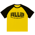 Rise Luxe Unisex Color-Blocked Raglan Sleeve T-Shirt – Yellow & Black Loose Fit, S–2XL