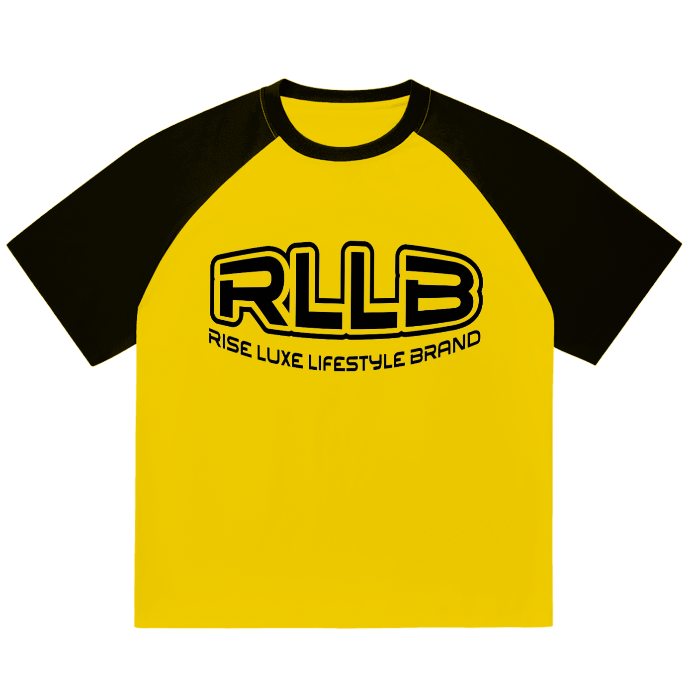 Rise Luxe Unisex Color-Blocked Raglan Sleeve T-Shirt – Yellow & Black Loose Fit, S–2XL