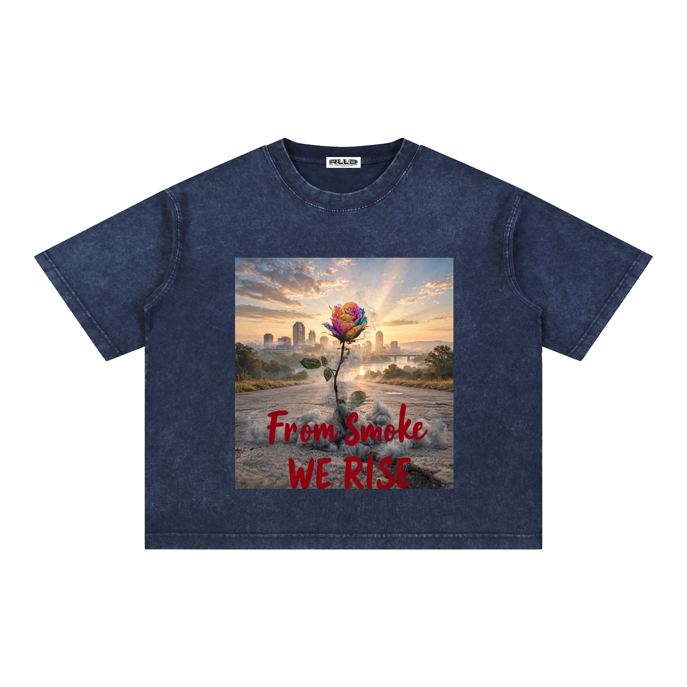 Rise Luxe From Smoke Rose Mineral Wash Boxy Cotton T-Shirt – Royal Blue | S–2XL