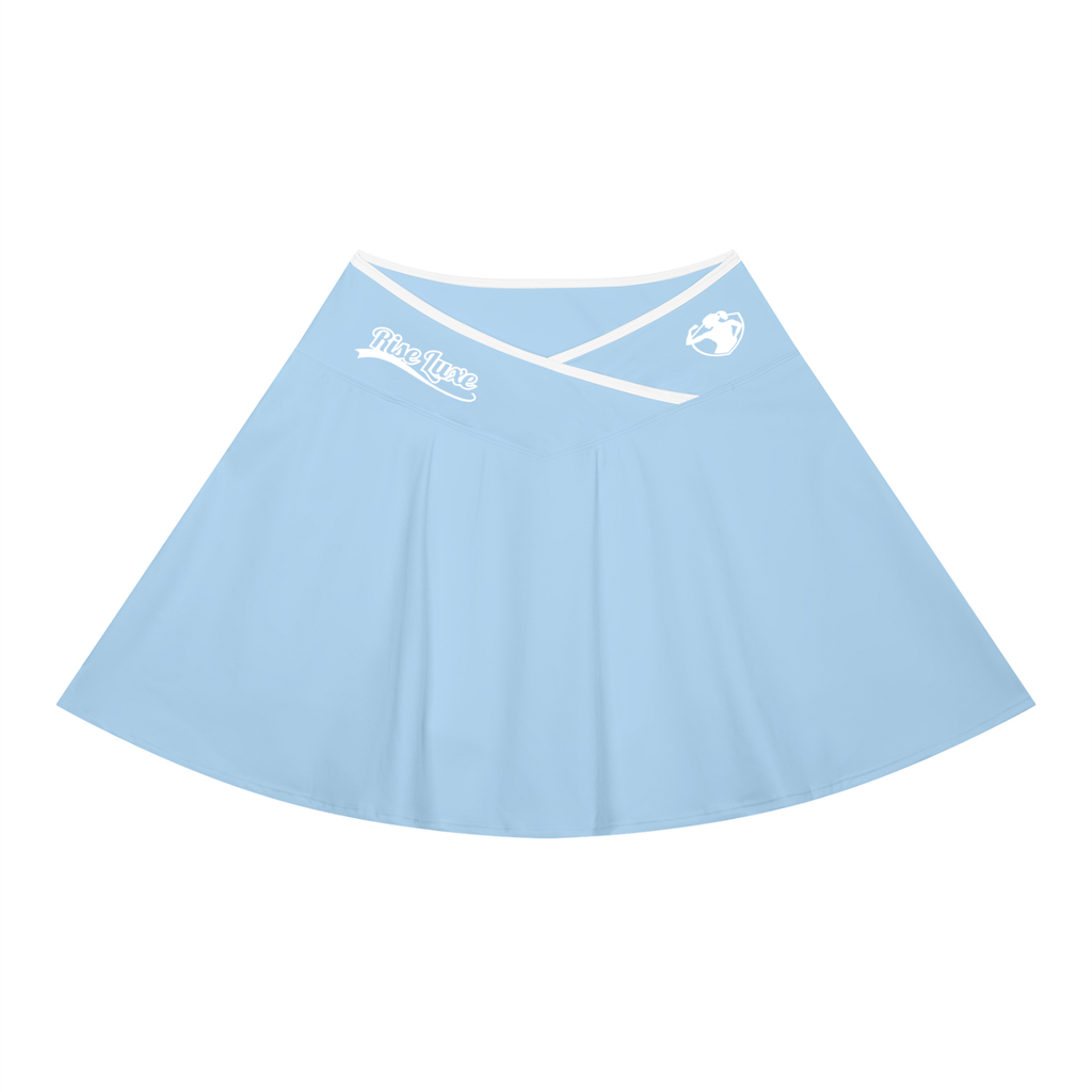 Rise Luxe Women's Color Block A-Line Skirt – Sky Blue Nylon Spandex Mid-Waist, S–XL