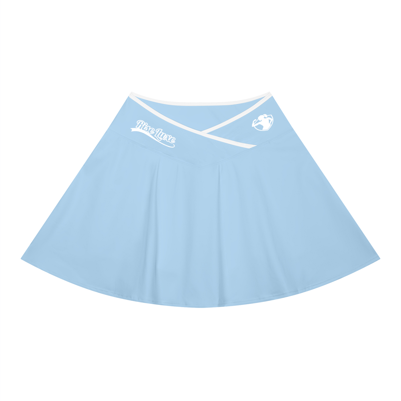Rise Luxe Women's Color Block A-Line Skirt – Sky Blue Nylon Spandex Mid-Waist, S–XL