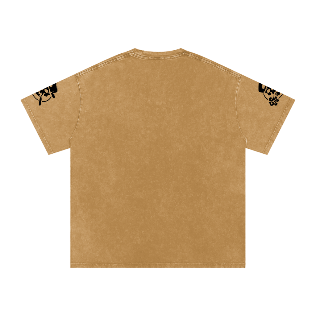 Rise Luxe Unisex Snow Washed Oversized T-Shirt – Light Brown 100% Cotton Drop Shoulder, S–2XL