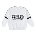 Rise Luxe Unisex Oversized Crewneck Taped Sweatshirt – White Cotton Blend, S–3XL