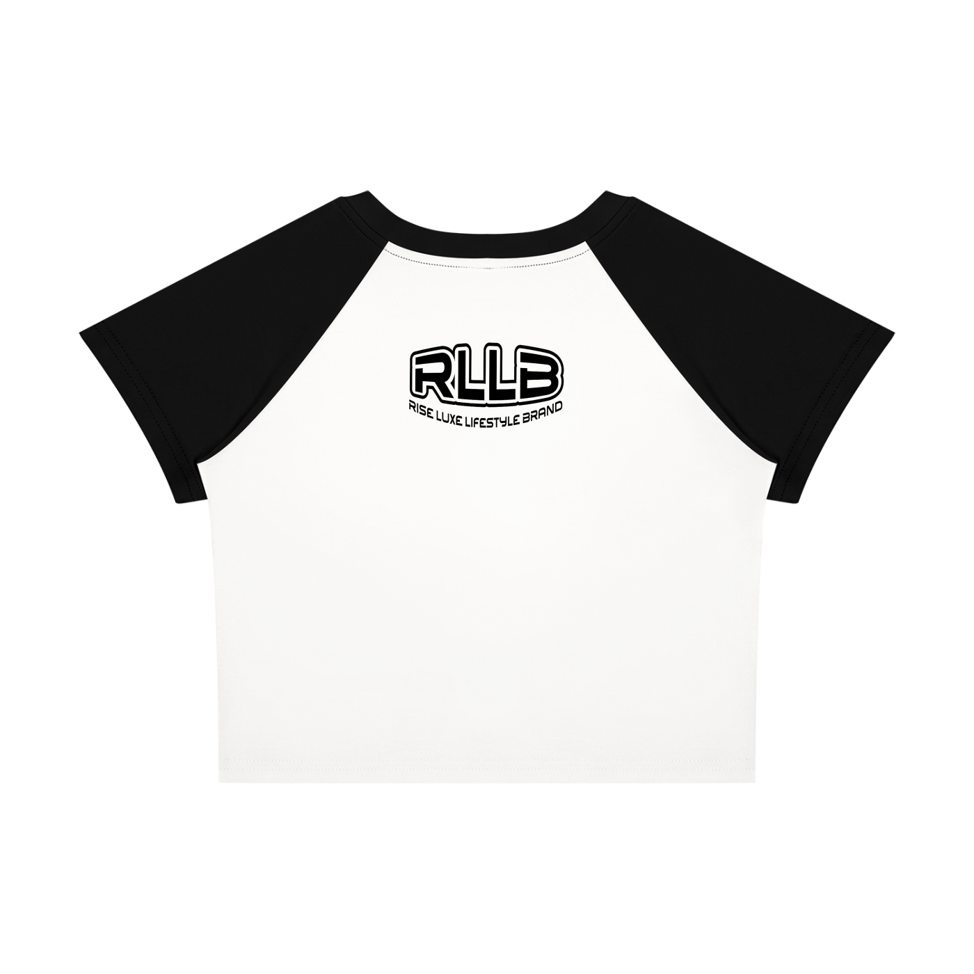 Rise Luxe Women's Color Block Raglan Crop T-Shirt – White & Black Cotton Spandex, S–XL