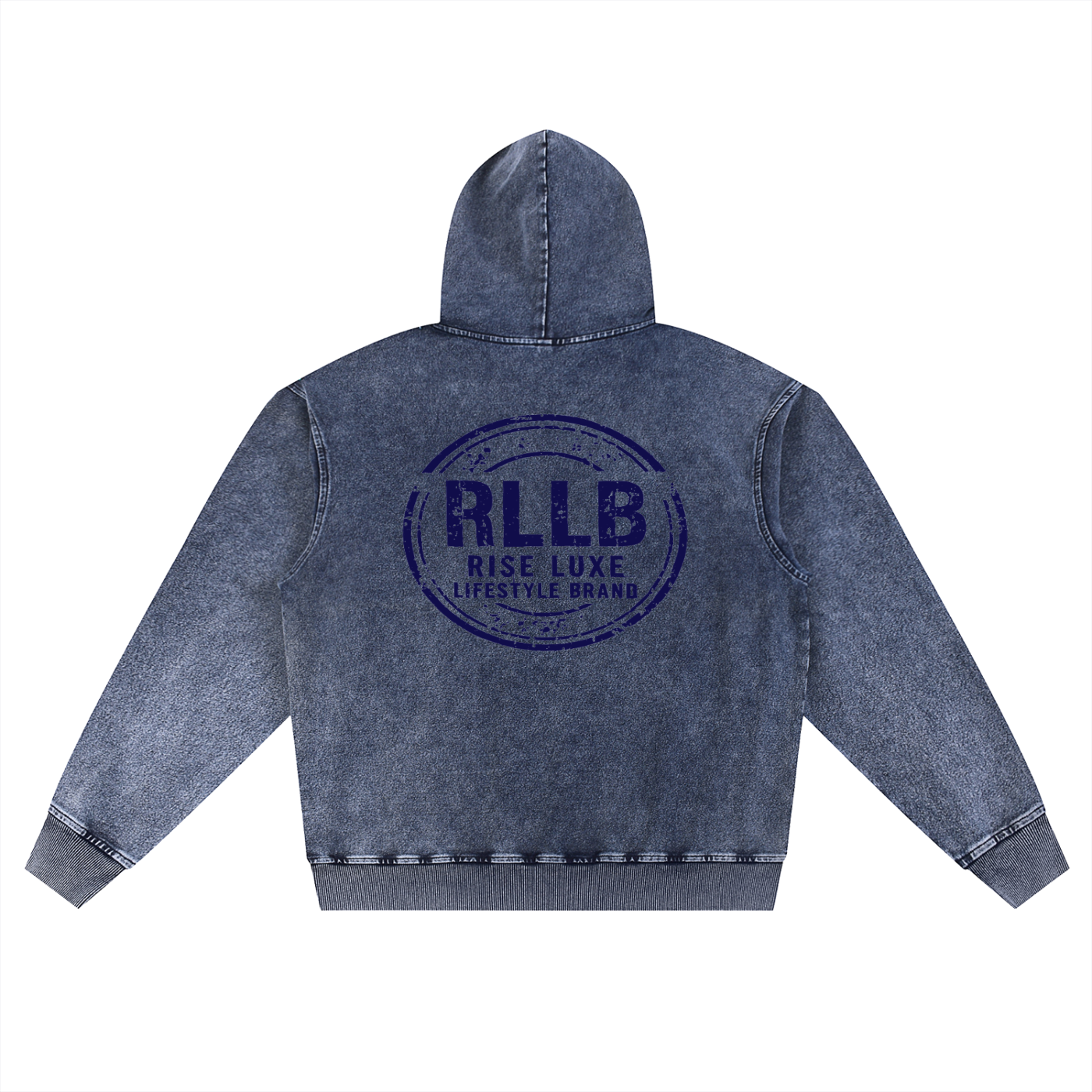 Rise Luxe Snow Wash Oversized Hoodie – Royal Blue | Distressed Stamp | S–XL