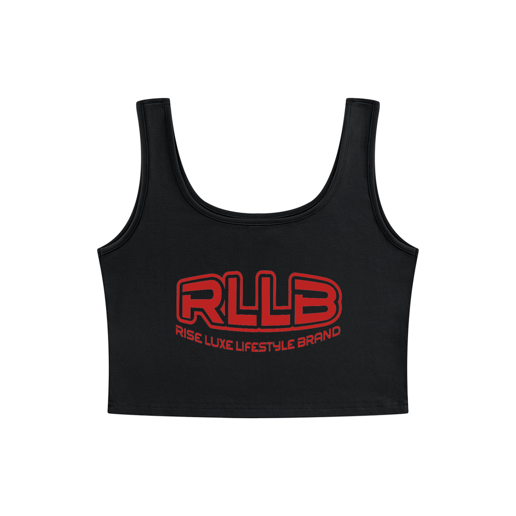 Rise Luxe Women's Cropped Tank Top – Black Bodycon Sleeveless Rayon Blend, XS–L