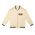 Rise Luxe Unisex Contrast Piping Zip Bomber Jacket – Apricot Cotton Blend Stand Collar, XS–2XL