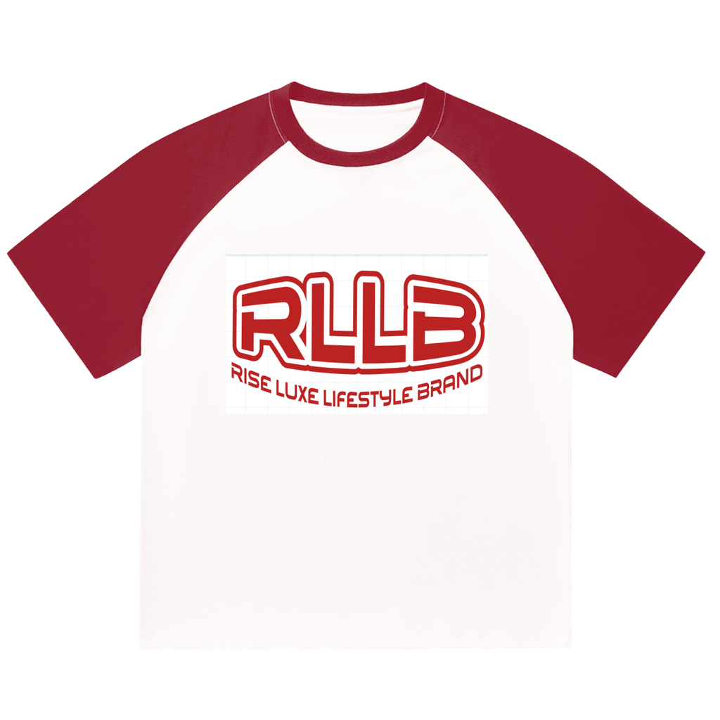 Rise Luxe Unisex Color-Blocked Raglan Sleeve T-Shirt – White & Burgundy Loose Fit, S–2XL