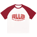 Rise Luxe Unisex Color-Blocked Raglan Sleeve T-Shirt – White & Burgundy Loose Fit, S–2XL