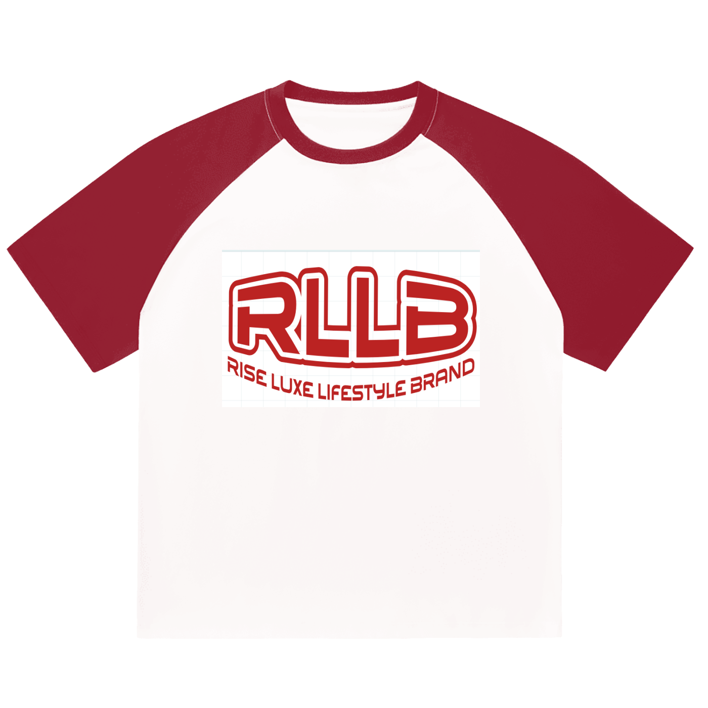 Rise Luxe Unisex Color-Blocked Raglan Sleeve T-Shirt – White & Burgundy Loose Fit, S–2XL