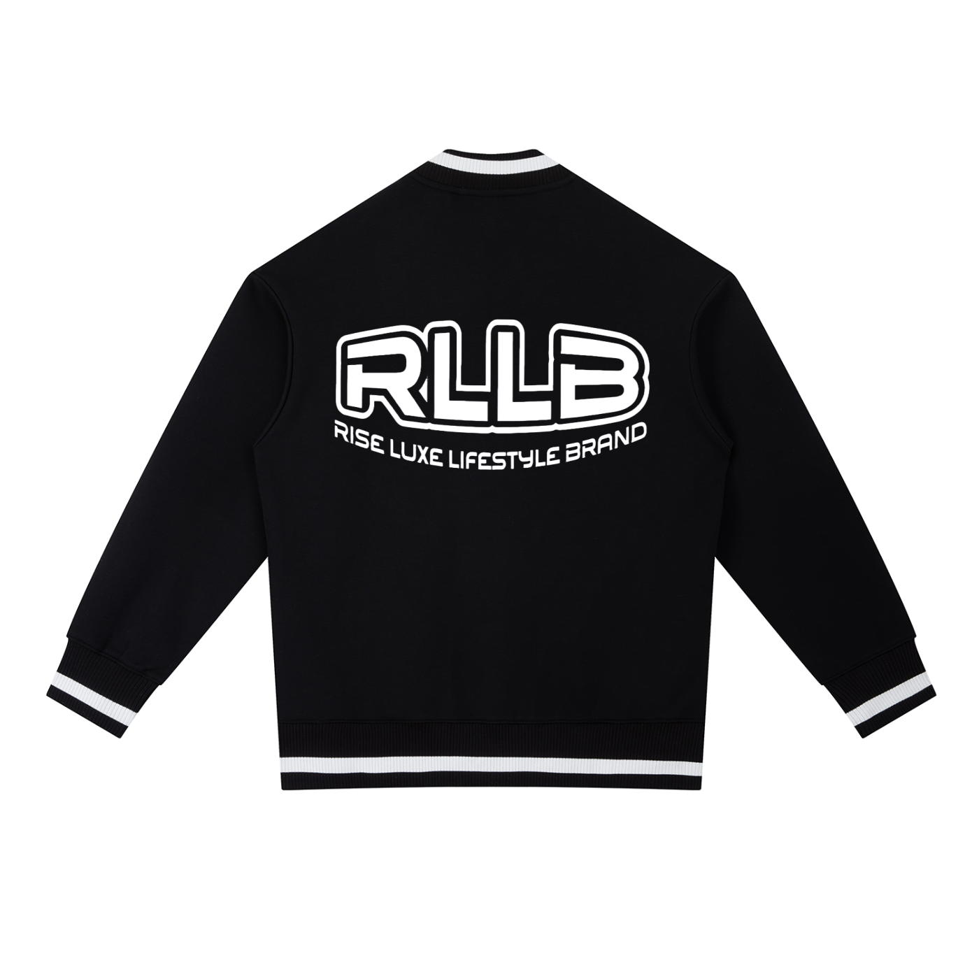 Rise Luxe Unisex Contrast Piping Zip Bomber Jacket – Black Cotton Blend Stand Collar, XS–2XL