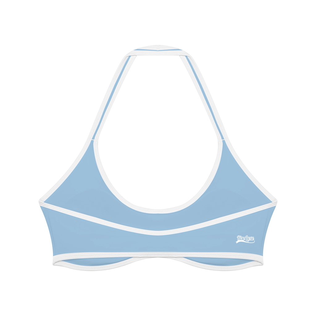 Rise Luxe Women's Color Block Yoga Sports Bra – Sky Blue Nylon Spandex, S–XL