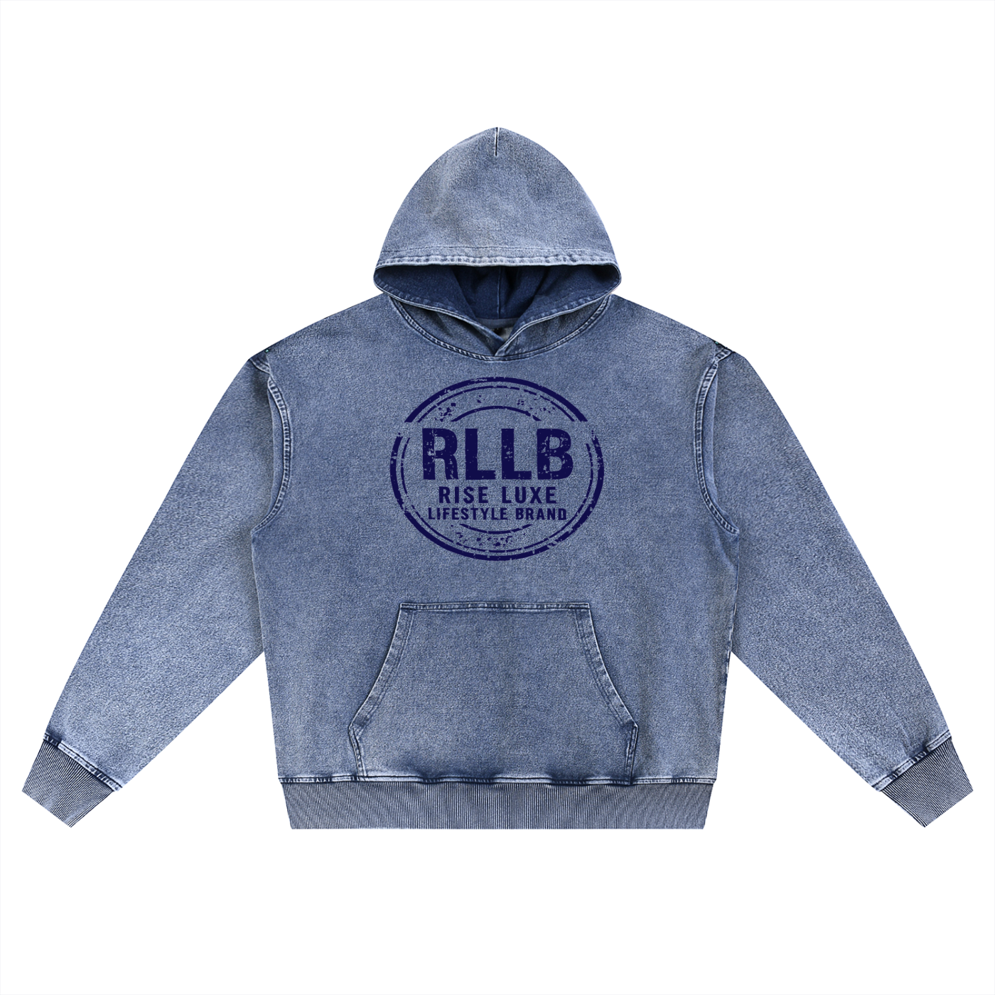 Rise Luxe Snow Wash Oversized Hoodie – Light Blue | Distressed Stamp | S–XL