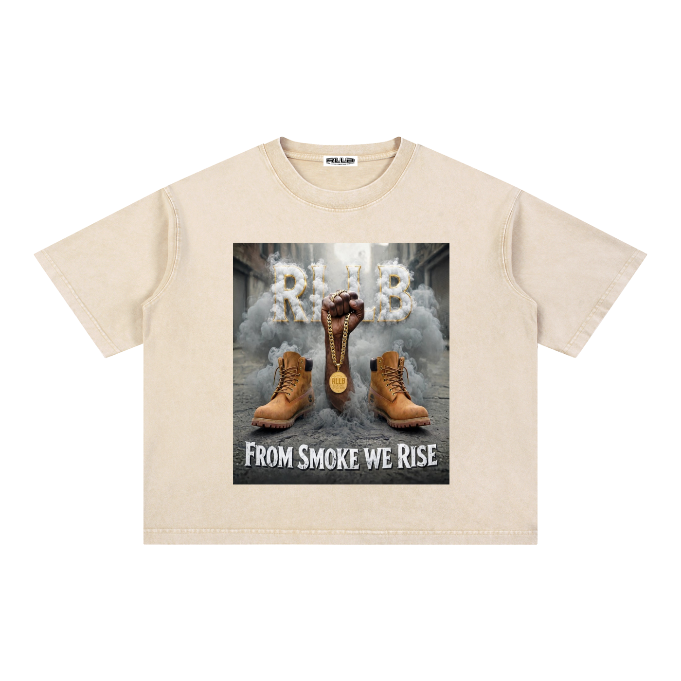 Rise Luxe From Smoke Fist Mineral Wash Boxy Cotton T-Shirt – Light Apricot | S–2XL