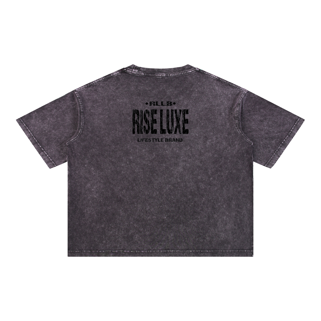 Rise Luxe From Smoke Fist Mineral Wash Boxy Cotton T-Shirt – Dark Gray | S–2XL