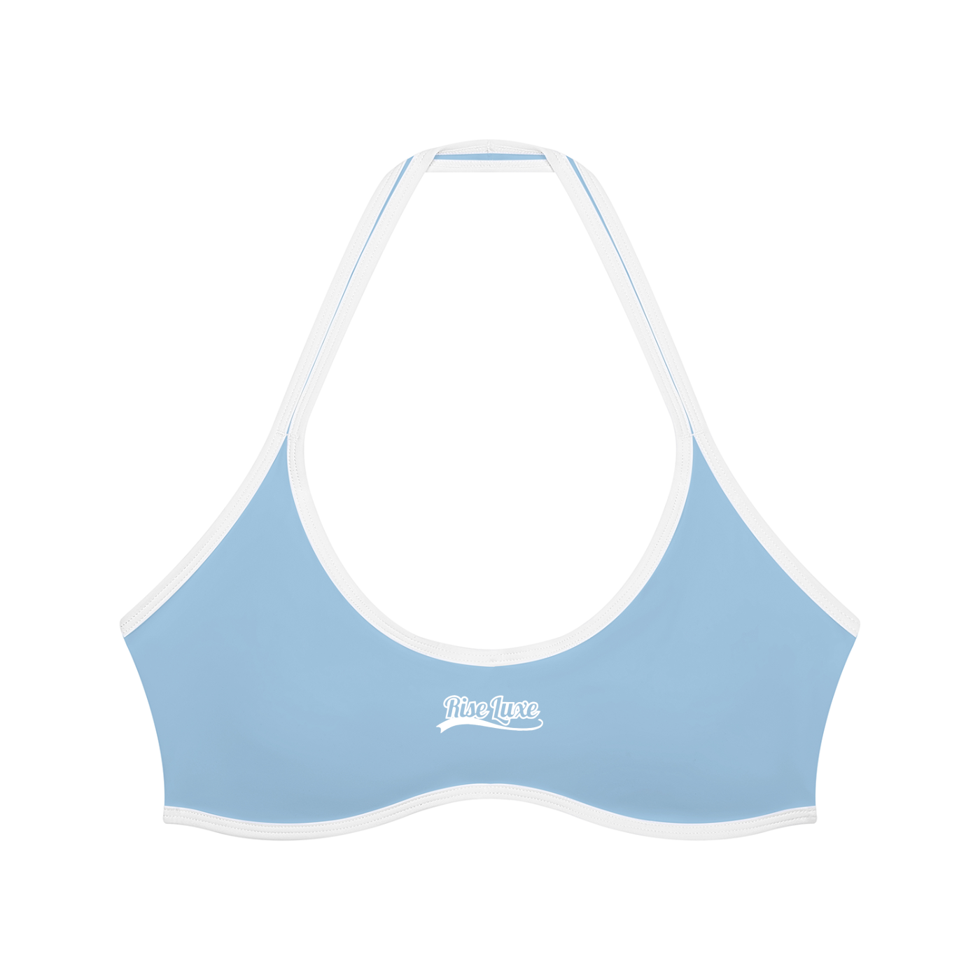 Rise Luxe Women's Color Block Yoga Sports Bra – Sky Blue Nylon Spandex, S–XL