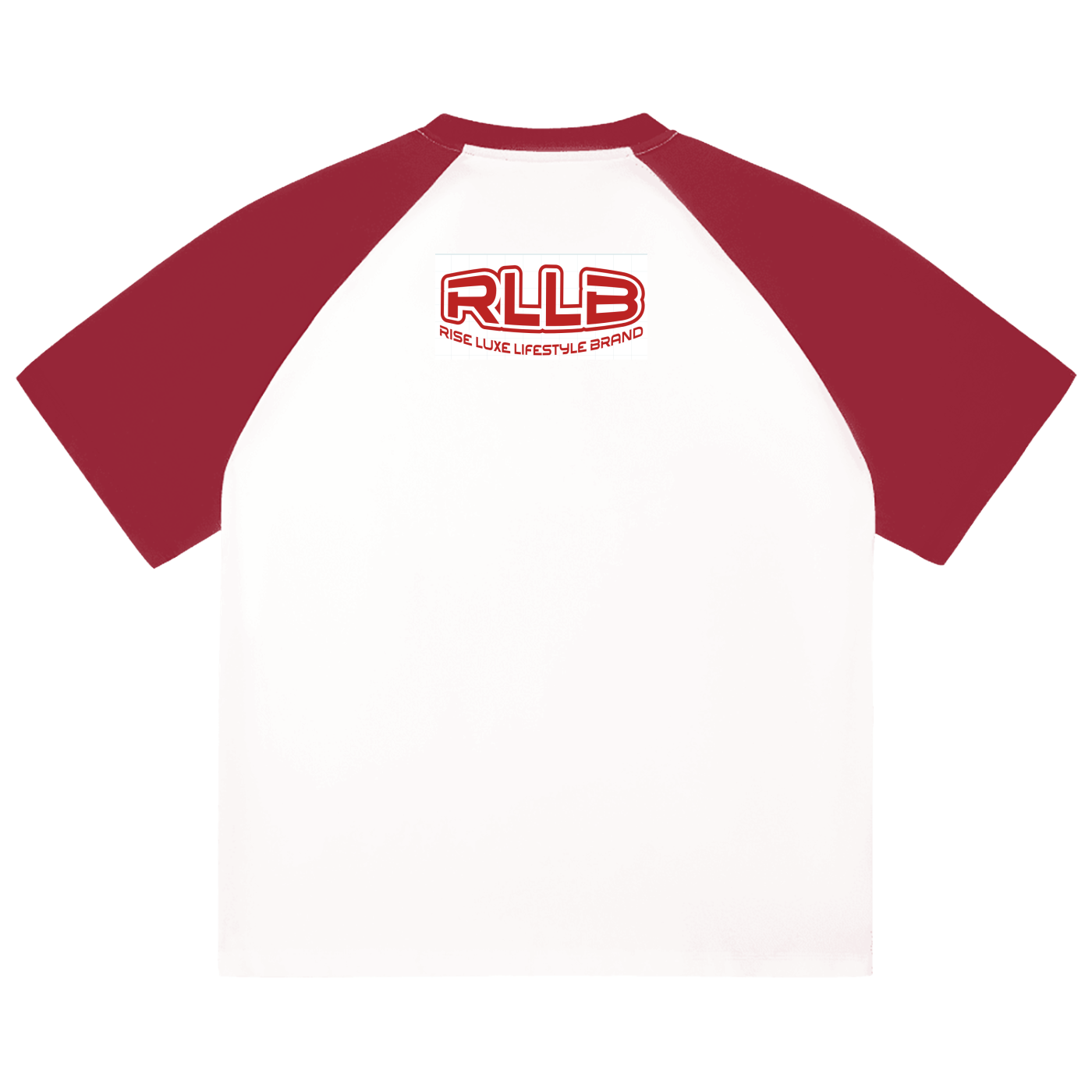 Rise Luxe Unisex Color-Blocked Raglan Sleeve T-Shirt – White & Burgundy Loose Fit, S–2XL