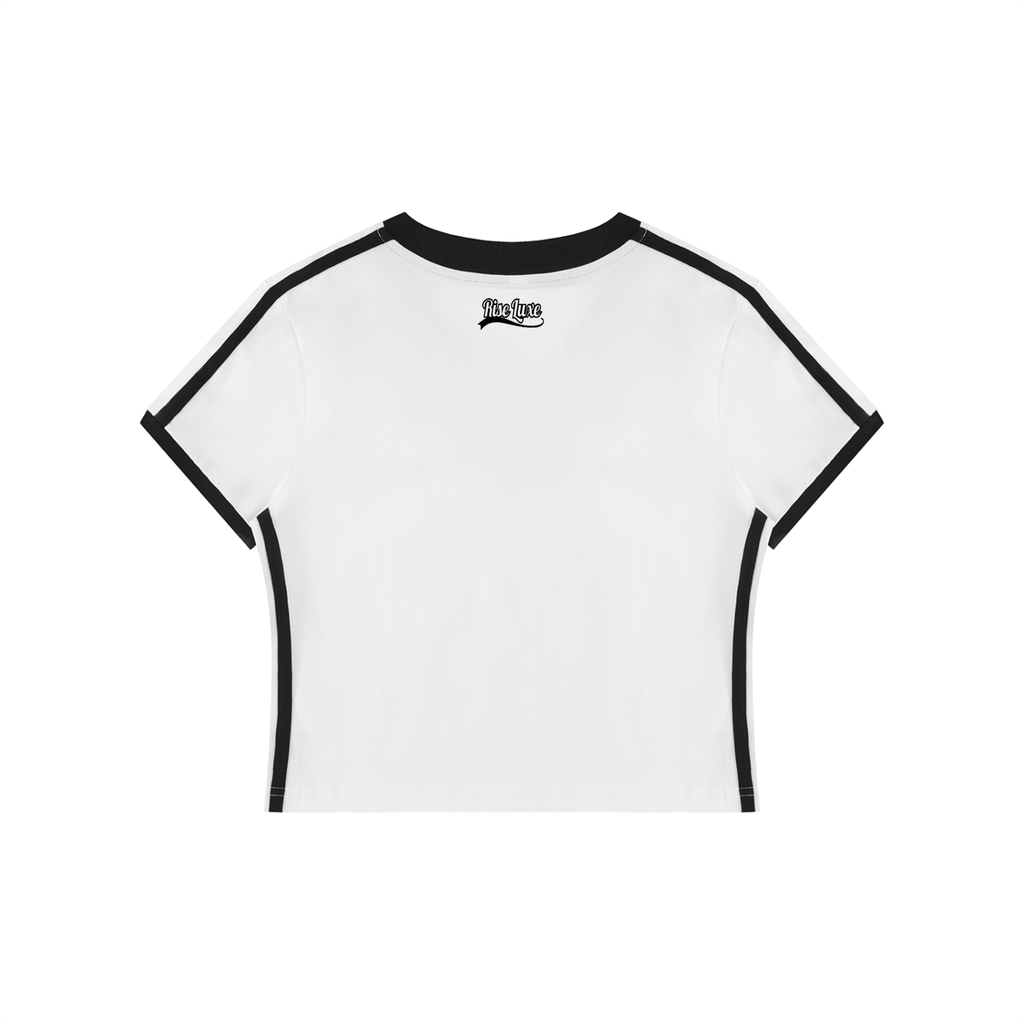 Rise Luxe Signature Women's Retro Binding V-Neck Crop T-Shirt (S-XL)