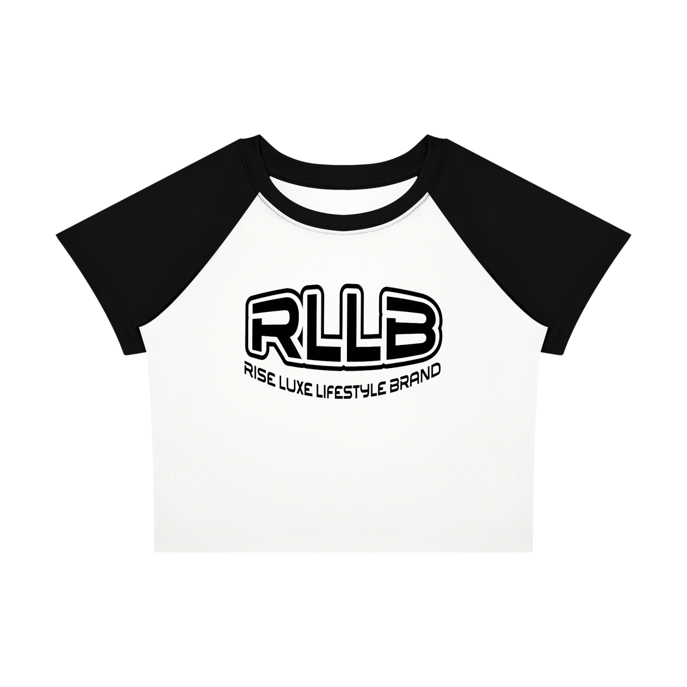 Rise Luxe Women's Color Block Raglan Crop T-Shirt – White & Black Cotton Spandex, S–XL