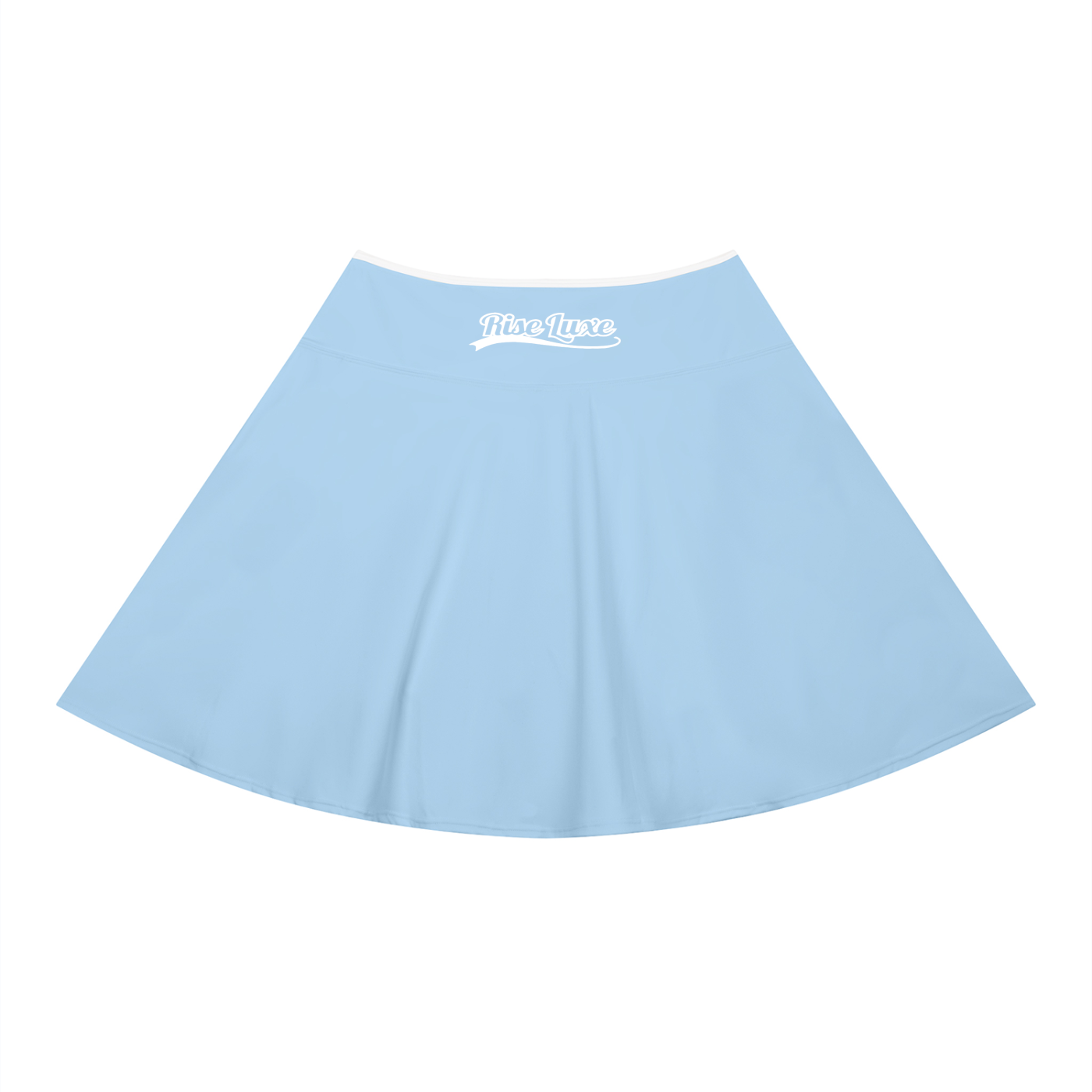 Rise Luxe Women's Color Block A-Line Skirt – Sky Blue Nylon Spandex Mid-Waist, S–XL