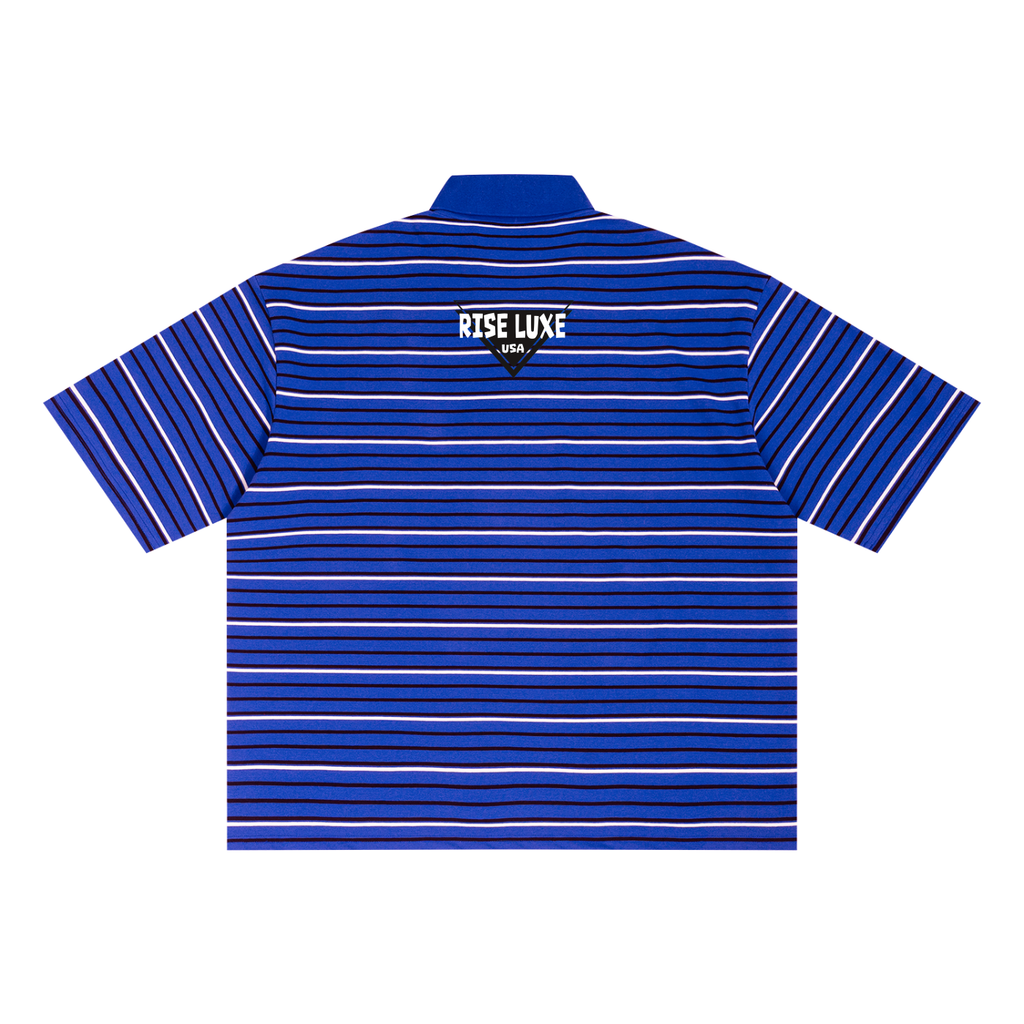 Rise Luxe Classic USA Unisex Striped Boxy Collared Polo Shirt (S-2XL)