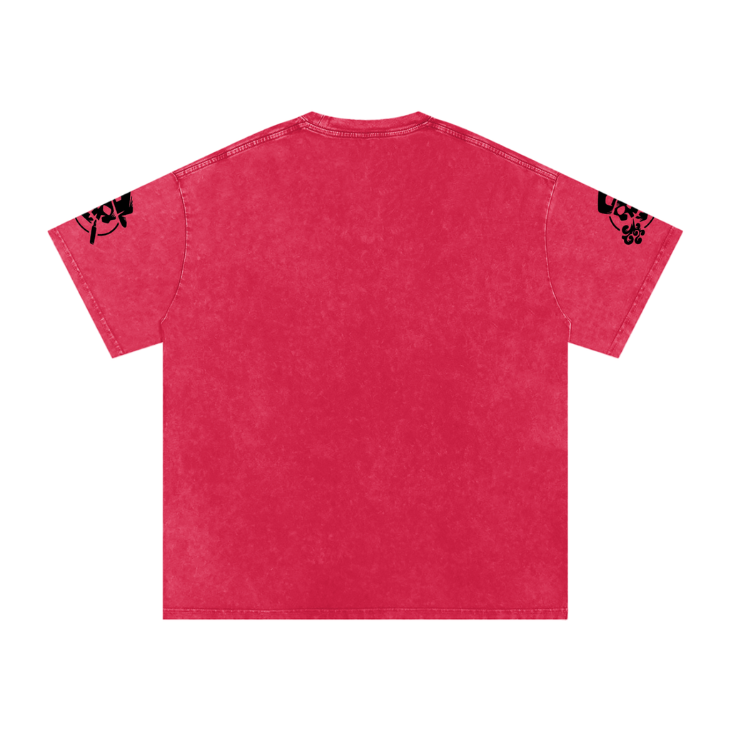 Rise Luxe Unisex Snow Washed Oversized T-Shirt – Dark Red 100% Cotton Drop Shoulder, S–2XL