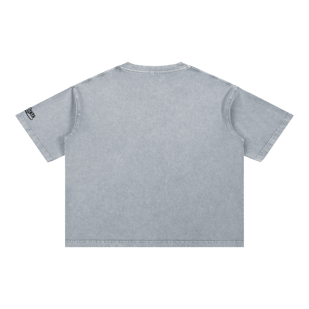 Rise Luxe From Smoke Concrete Rose Mineral Wash Boxy Cotton T-Shirt – Light Gray | S–2XL