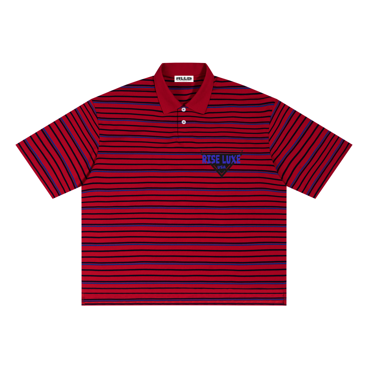 Rise Luxe Classic USA Unisex Striped Boxy Collared Polo Shirt (S-2XL)