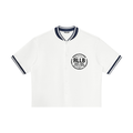 Rise Luxe Signature Unisex Oversized Baseball Jersey – White, Black & Navy Blue V-Neck Cotton Blend, S–XL