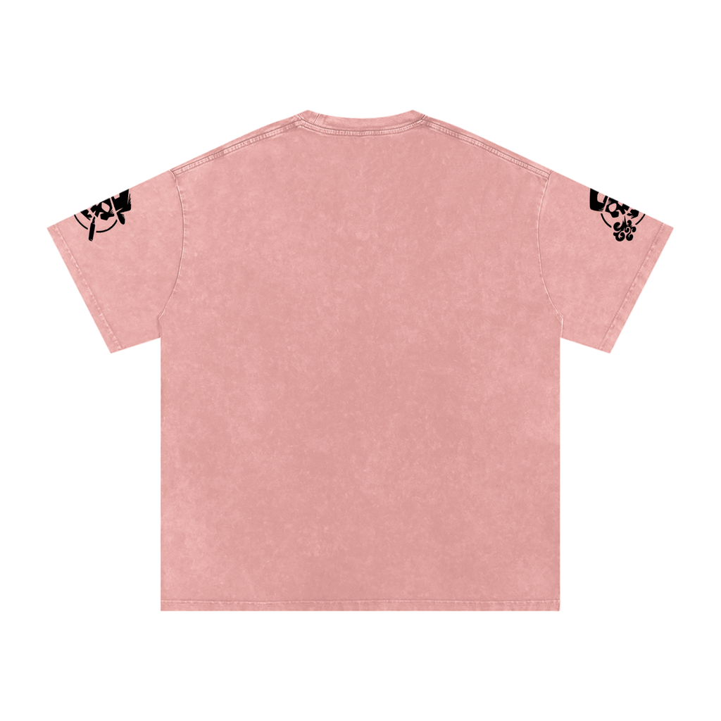 Rise Luxe Unisex Snow Washed Oversized T-Shirt – Light Pink 100% Cotton Drop Shoulder, S–2XL