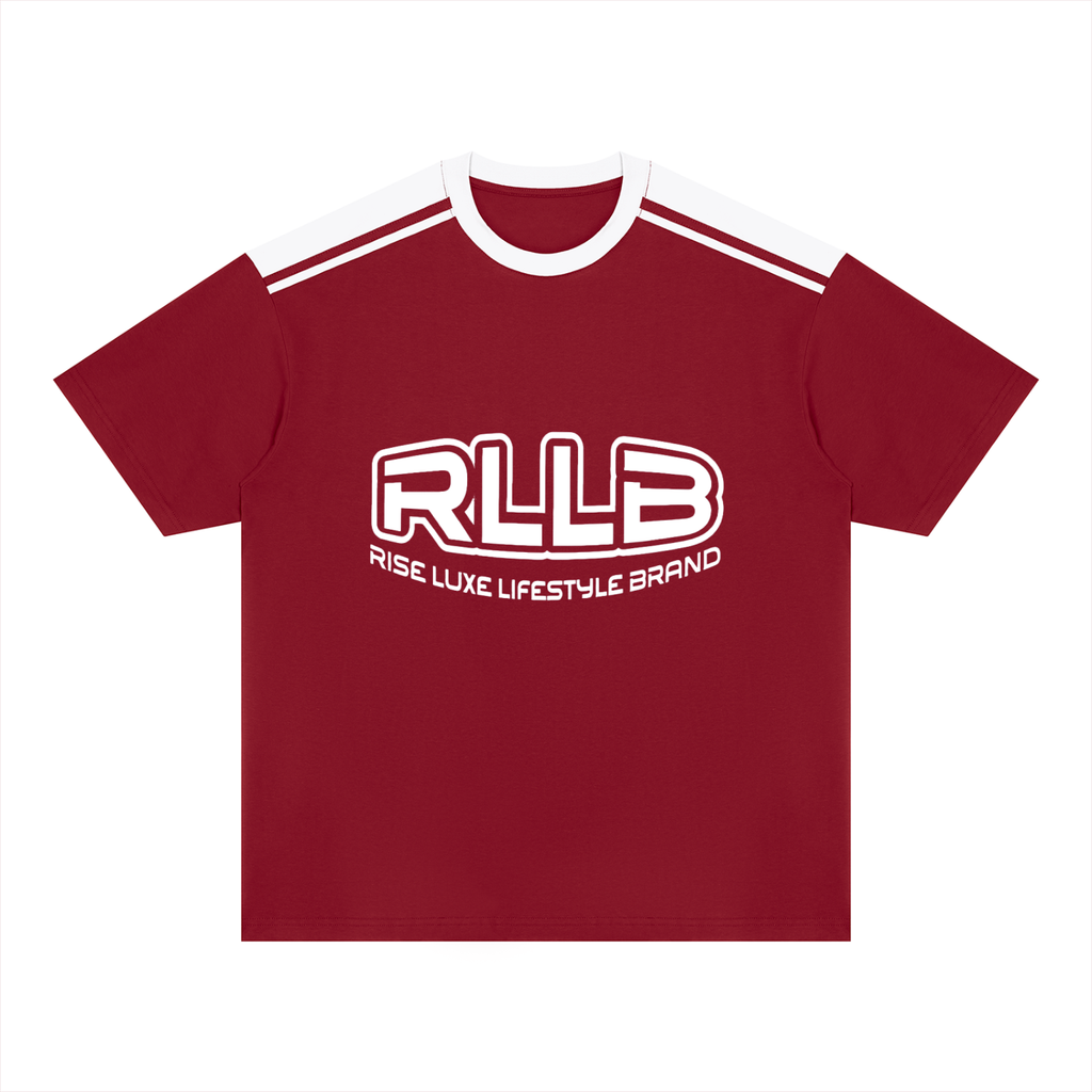 Rise Luxe Unisex Color Block Oversized T-Shirt – Wine Red & White Drop Shoulder Cotton, S–3XL