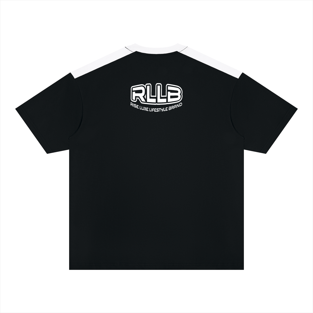 Rise Luxe Unisex Color Block Oversized T-Shirt – Black & White Drop Shoulder Cotton, S–3XL