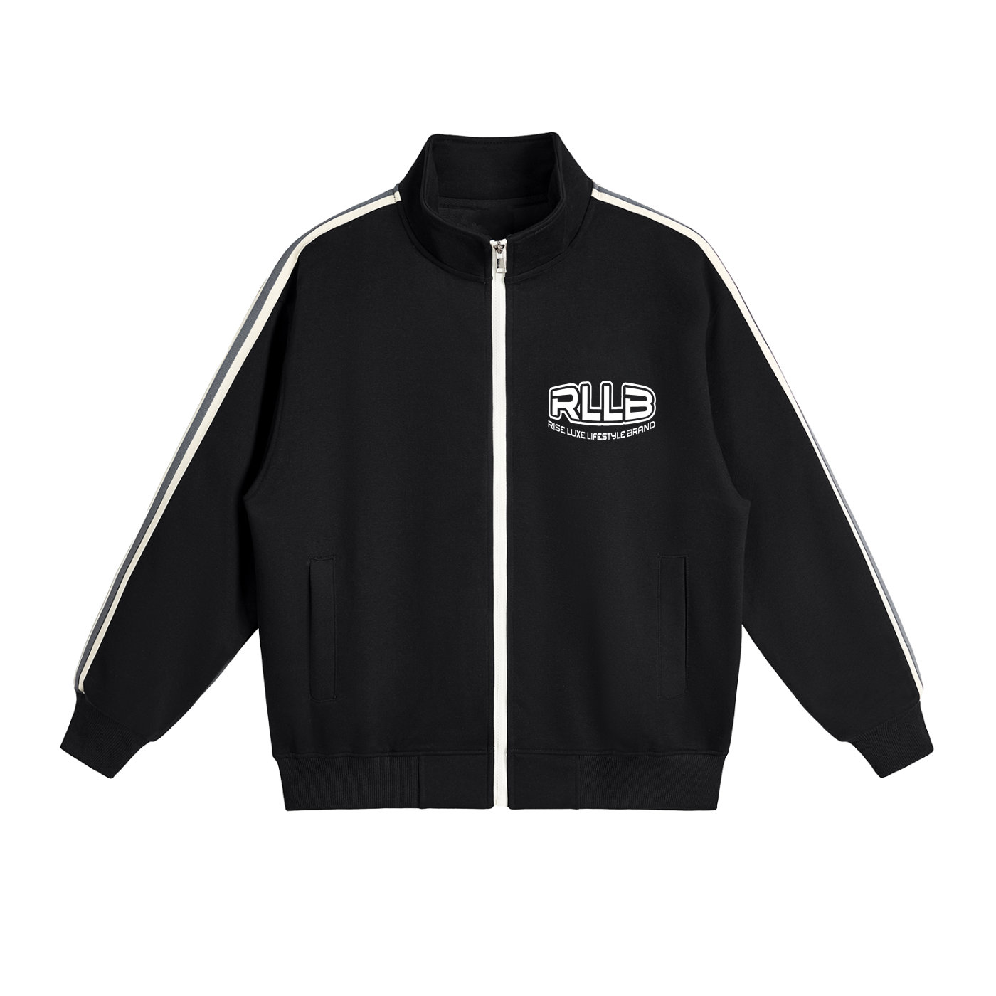 Rise Luxe Contrast Side-Stripe Stand Collar Jacket (Sizes S-2XL)