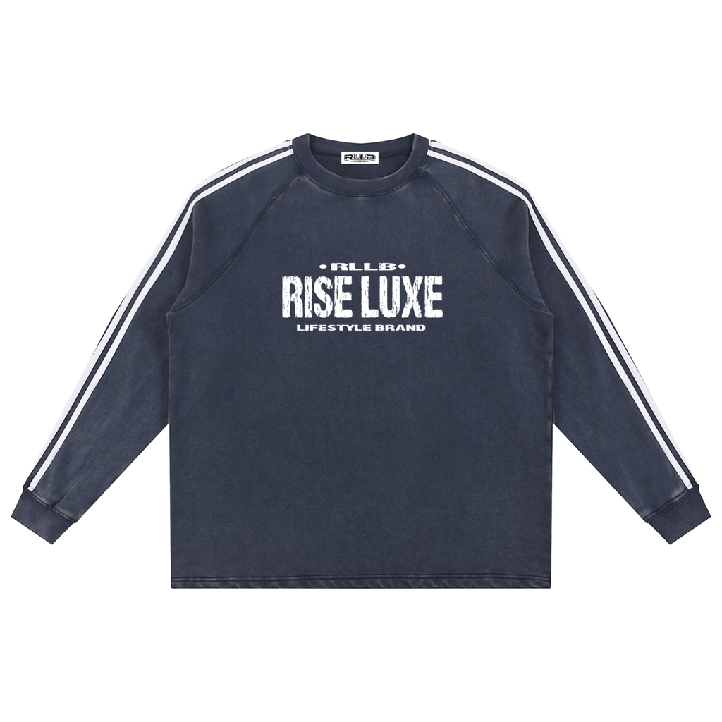 Branded Snow Washed Contrast Tape Sweatshirt (S - XL)