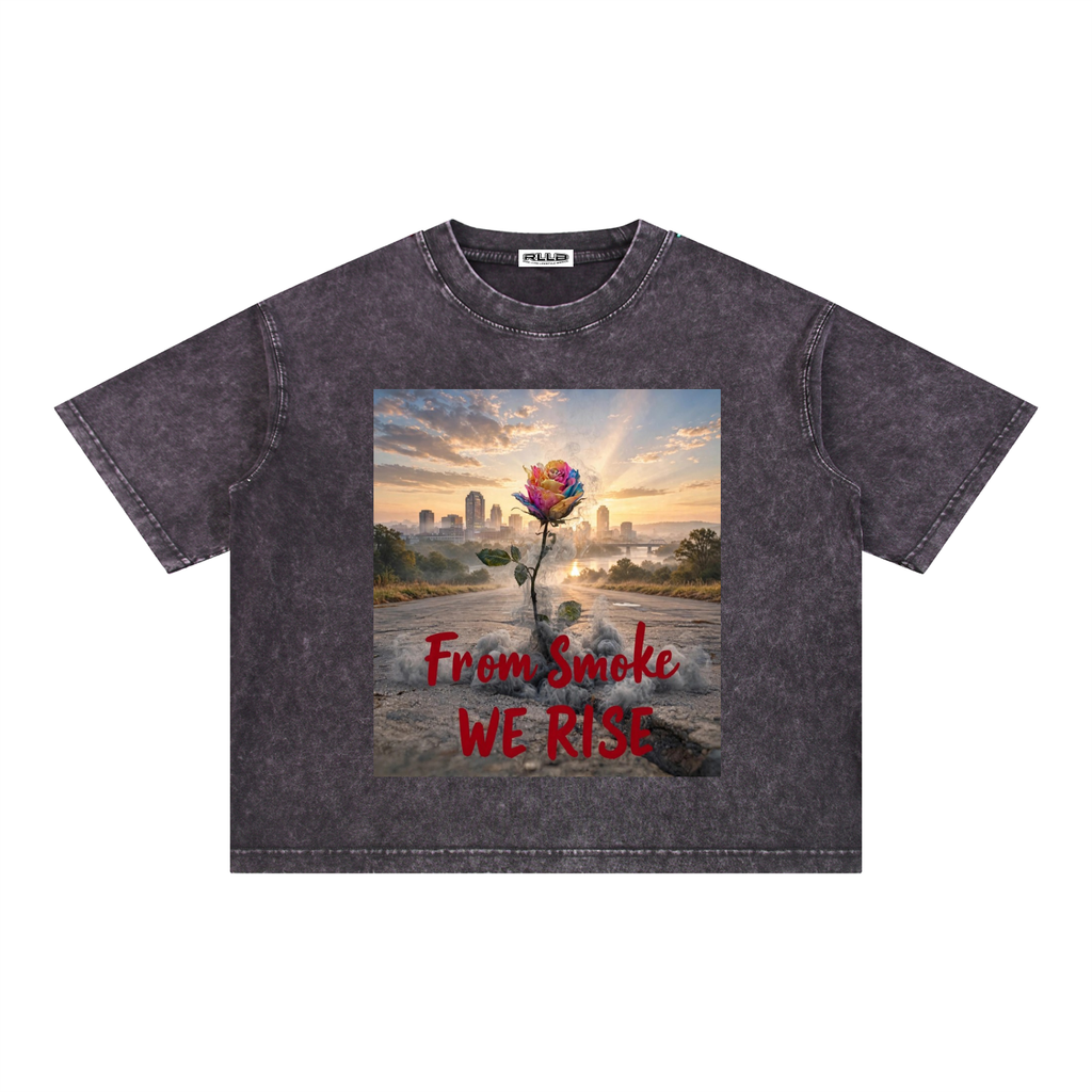 Rise Luxe From Smoke Rose Mineral Wash Boxy Cotton T-Shirt – Dark Gray | S–2XL