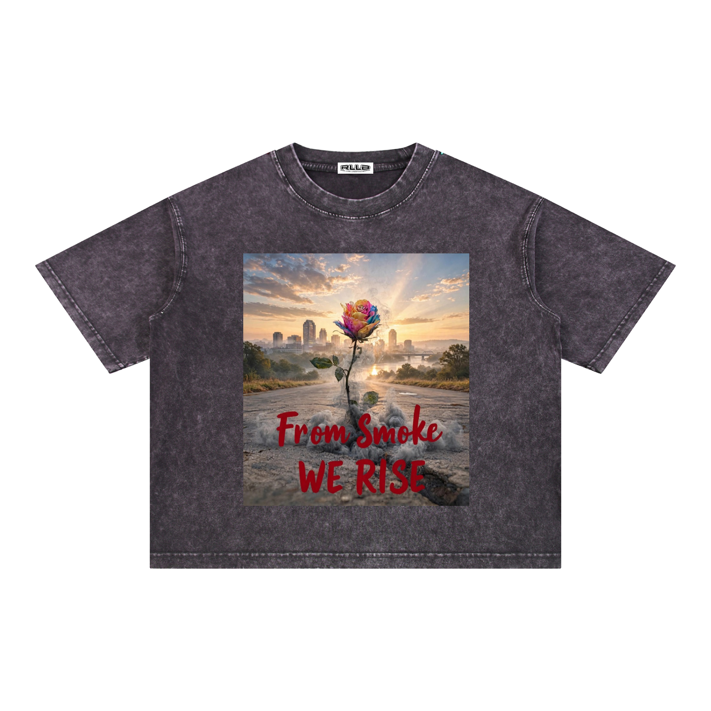 Rise Luxe From Smoke Rose Mineral Wash Boxy Cotton T-Shirt – Dark Gray | S–2XL