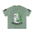 Rise Luxe Unisex Snow Washed Oversized T-Shirt – Bean Green 100% Cotton Drop Shoulder, S–2XL