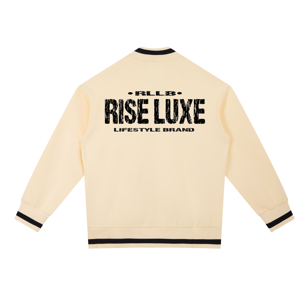 Rise Luxe Scripted Contrast Piping Zip Bomber Jacket (XS-2XL)