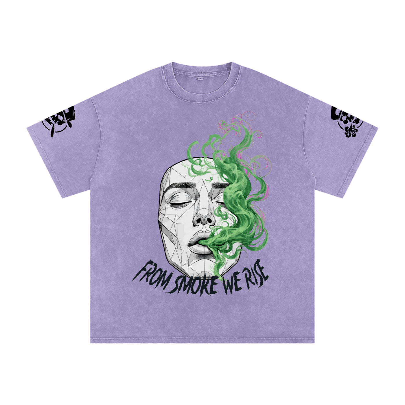 Rise Luxe Unisex Snow Washed Oversized T-Shirt – Light Purple 100% Cotton Drop Shoulder, S–2XL