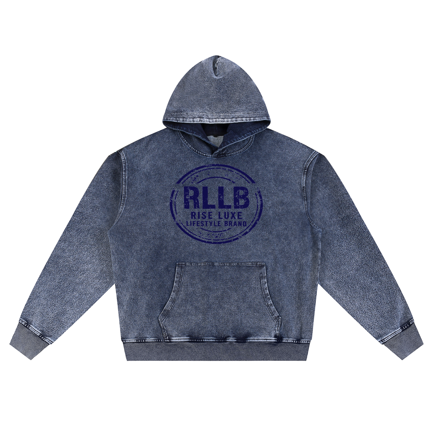 Rise Luxe Snow Wash Oversized Hoodie – Royal Blue | Distressed Stamp | S–XL