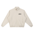 Rise Luxe Unisex Stand Collar Bomber Jacket – Gray Camel Cotton Blend Zip Pocket, S–2XL
