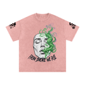 Rise Luxe Unisex Snow Washed Oversized T-Shirt – Light Pink 100% Cotton Drop Shoulder, S–2XL