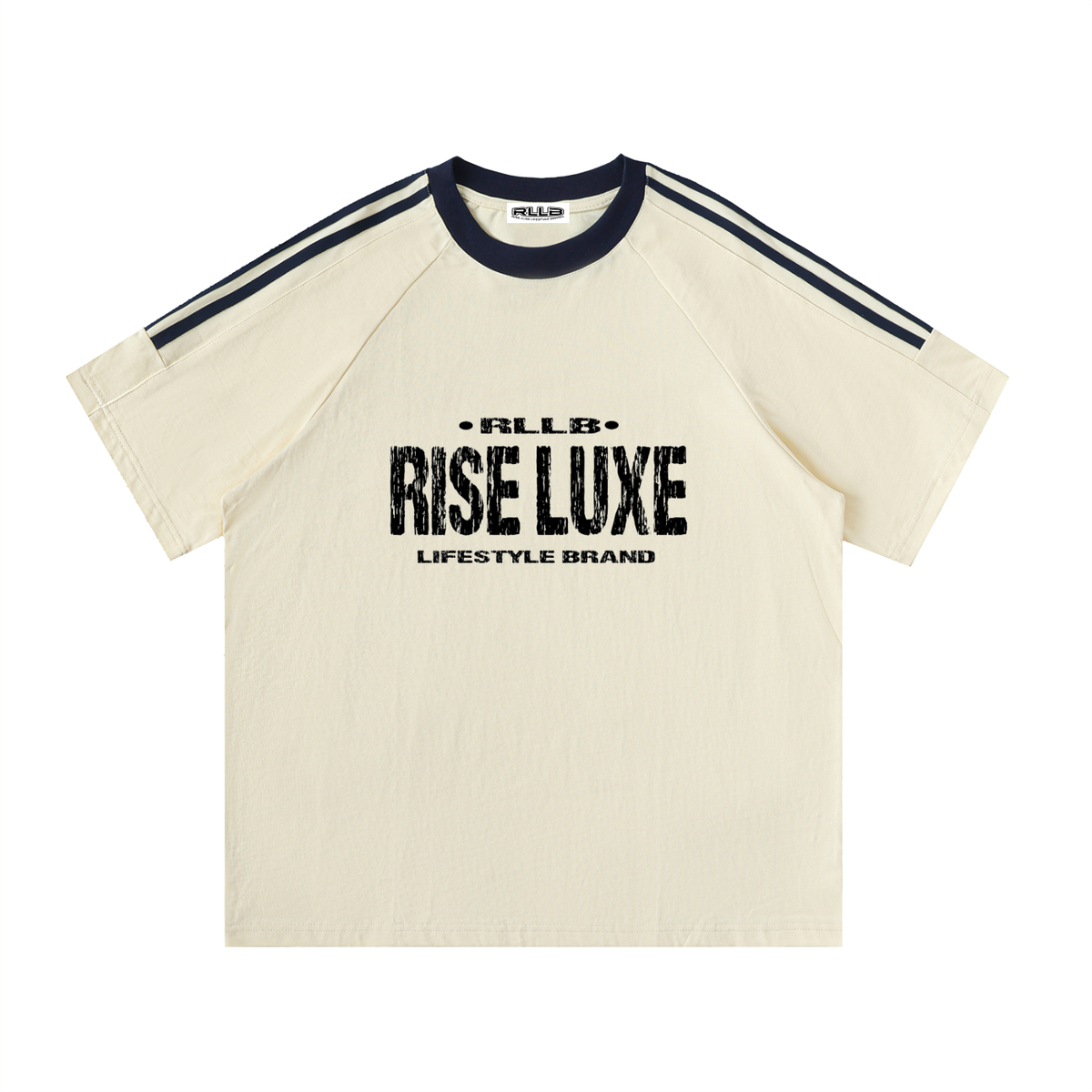 Contrast Tape Crewneck Cotton T-Shirt (S–3XL)
