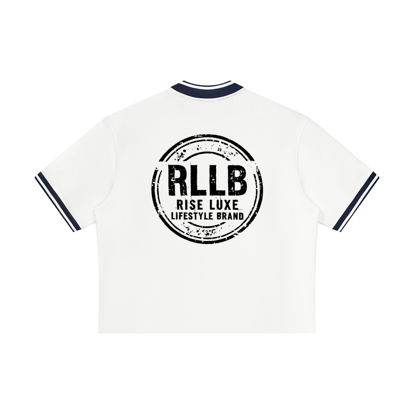 Rise Luxe Signature Unisex Oversized Baseball Jersey – White, Black & Navy Blue V-Neck Cotton Blend, S–XL