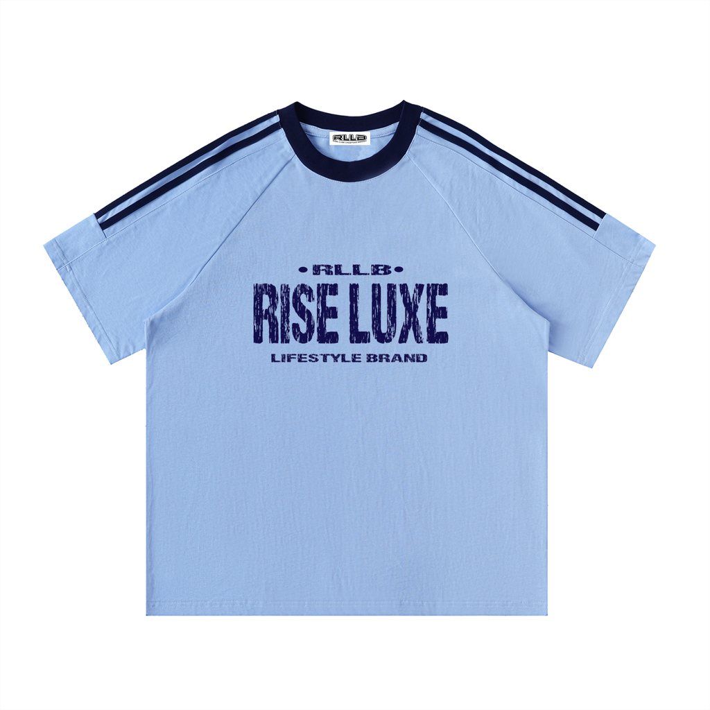 Rise Luxe Contrast Tape Crewneck Cotton T-Shirt | S–3XL