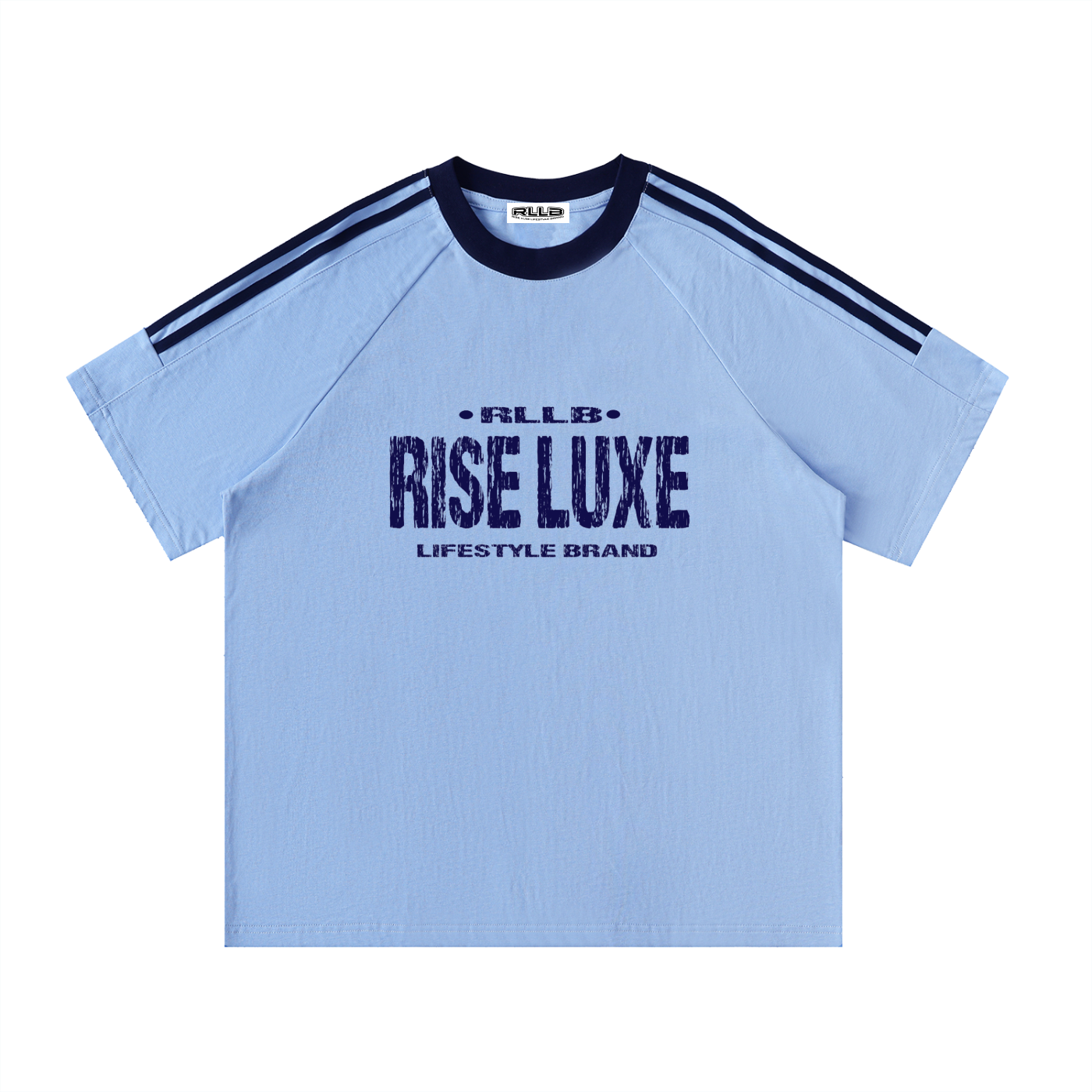 Rise Luxe Contrast Tape Crewneck Cotton T-Shirt | S–3XL